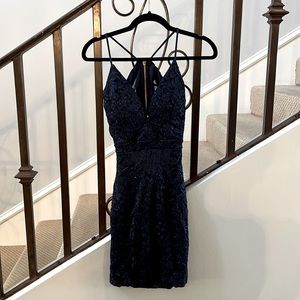 Navy Blue Lace Dress with sparkles by Emerald Sundae